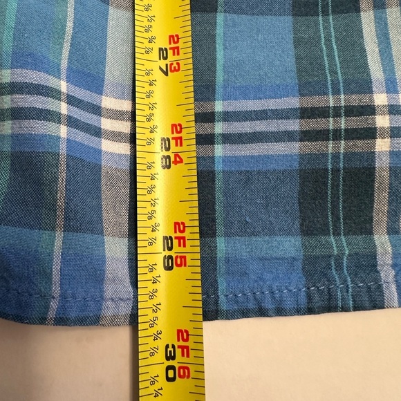 L.L Bean Slightly Fitted Men’s Short Sleeve Blue Plaid 100% Cotton Shirt Size XL - Picture 7 of 7